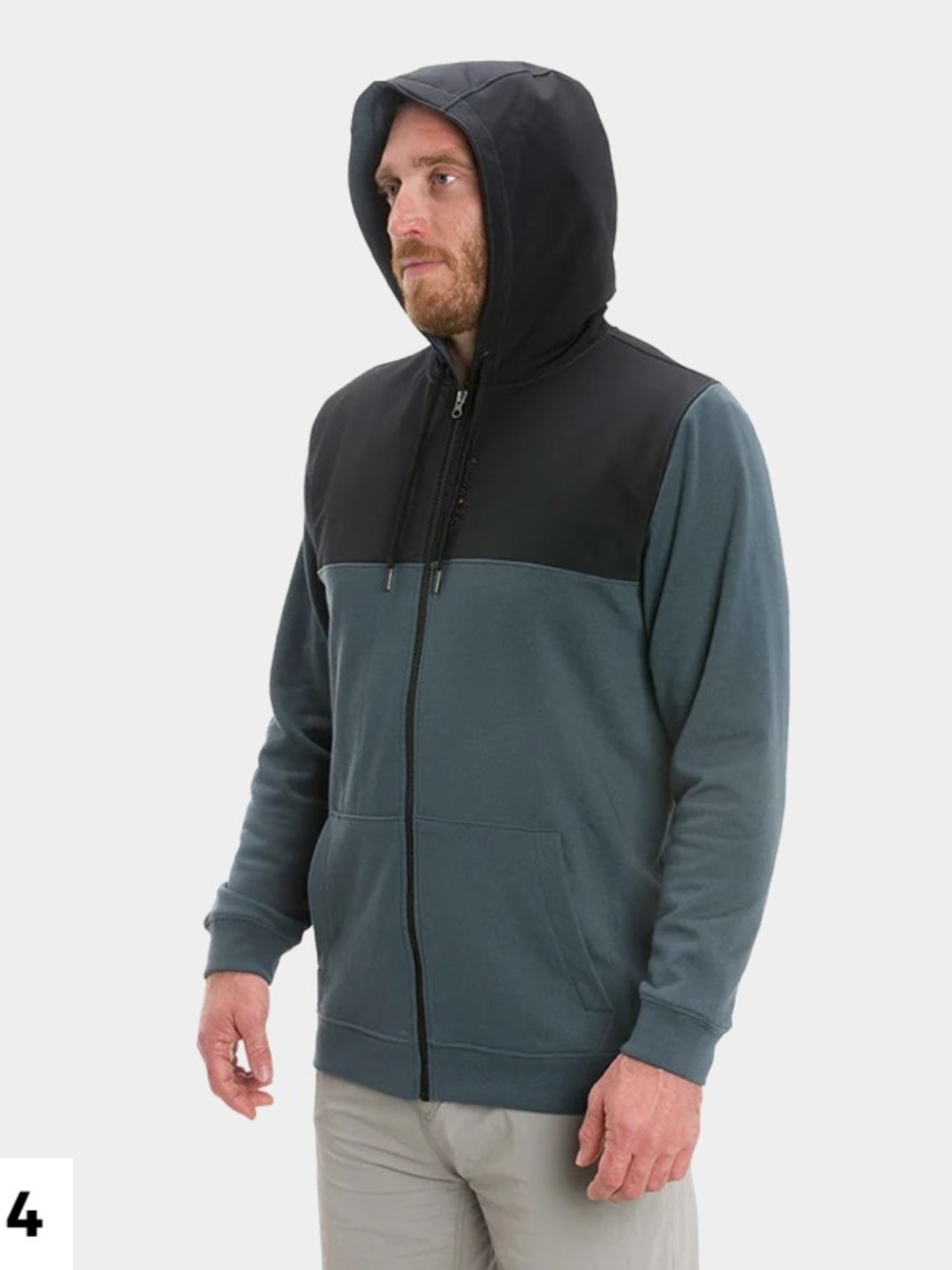 Men's Two-Tone Hooded Zip Jacket